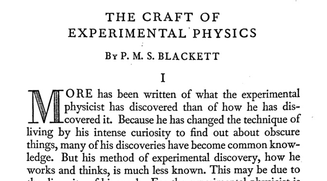 The Craft of Experimental Physics